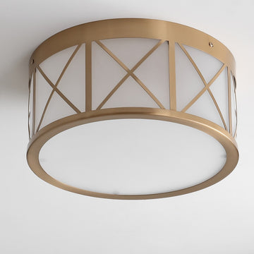 Cadence Drum Metal/Glass Flush Mount - JONATHAN Y